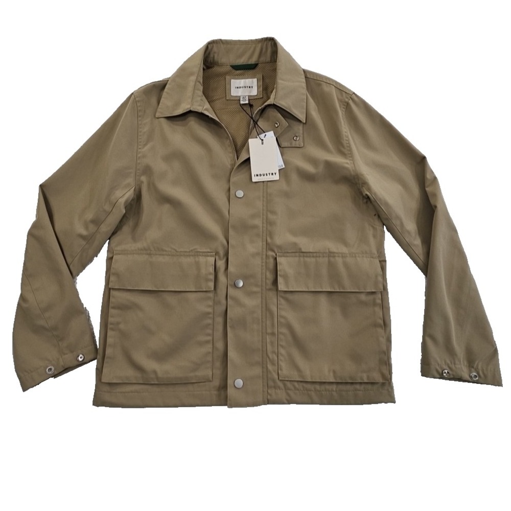 Industry Republic Touring Jacket Men Small Beige NWT Utility Pocket Button Front